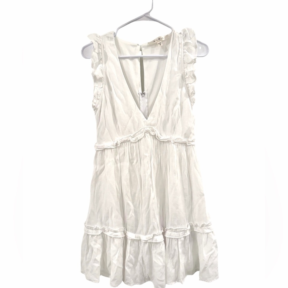 White Sleeveless Ruffle Dress